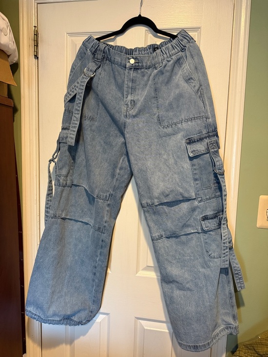 Riley + James | Jeans | Womens Light Blue Wideleg Cargo Jeans Utility ...